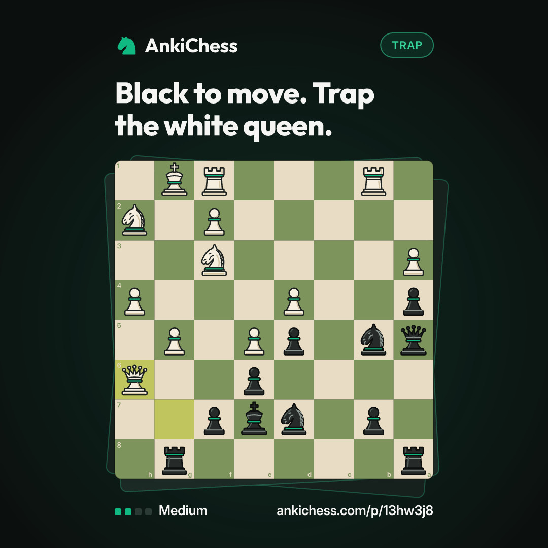 Black to move. Trap the white queen.