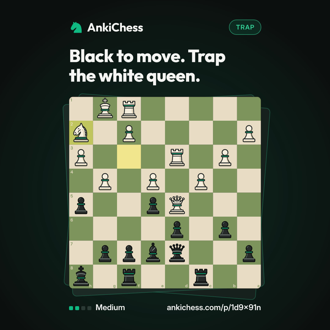 Black to move. Trap the white queen.