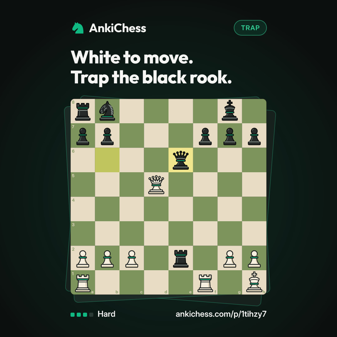 White to move. Trap the black rook.
