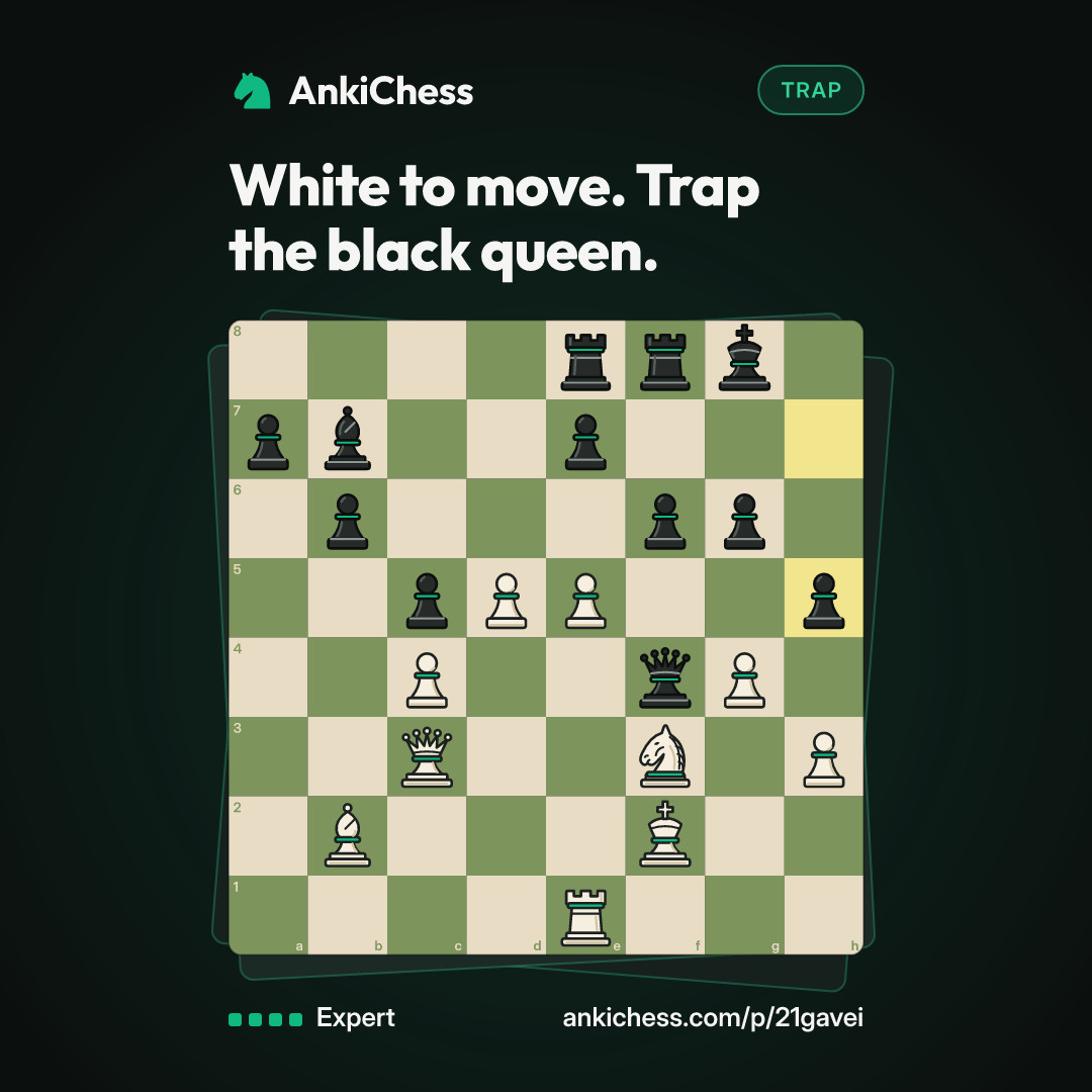 White to move. Trap the black queen.