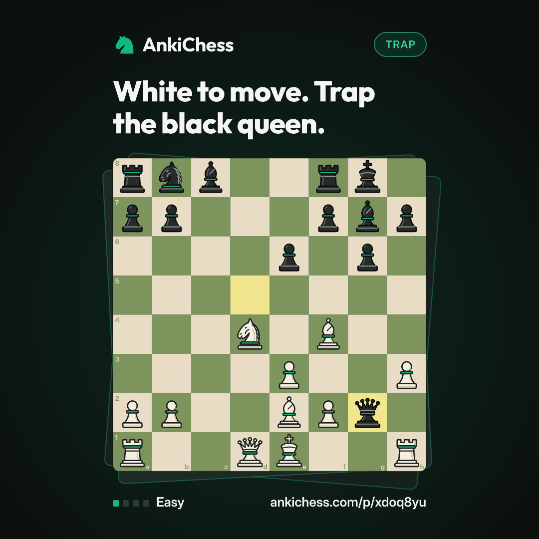 White to move. Trap the black queen.